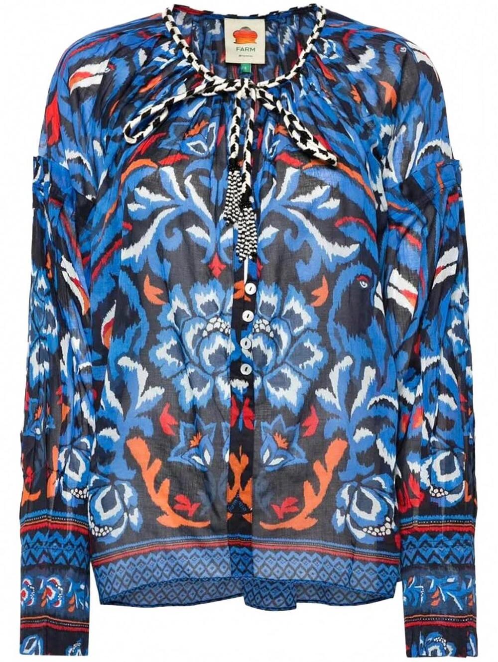 Farm Rio Toucan Scarf print  blouse in size Medium